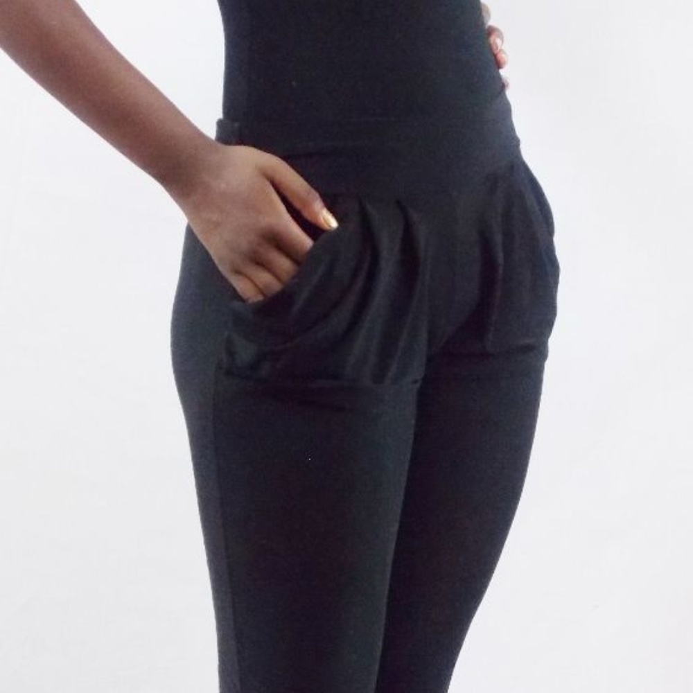 New! Sheer black harem capri pant